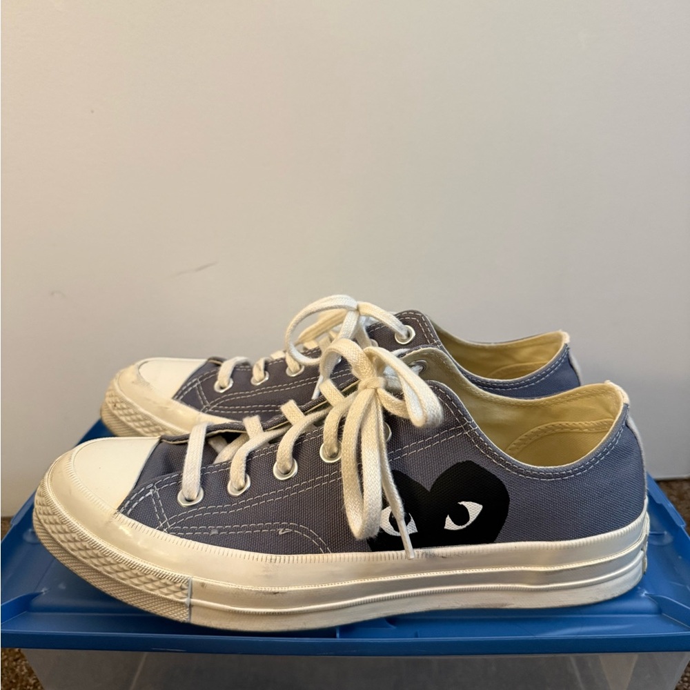 Comme des Garcons PLAY Gray and White Sneakers